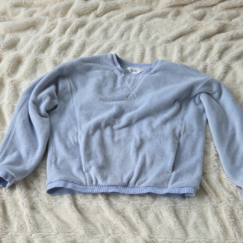 Athleta Girl Youth Large 10/12 Cozy Blue Sweater W Front Pockets
